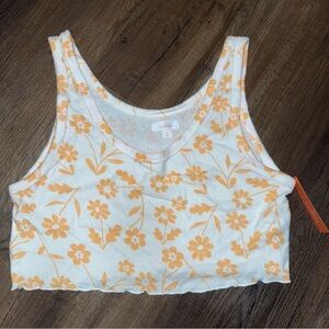 NWT Target Colsie White & Orange Floral Crop Top